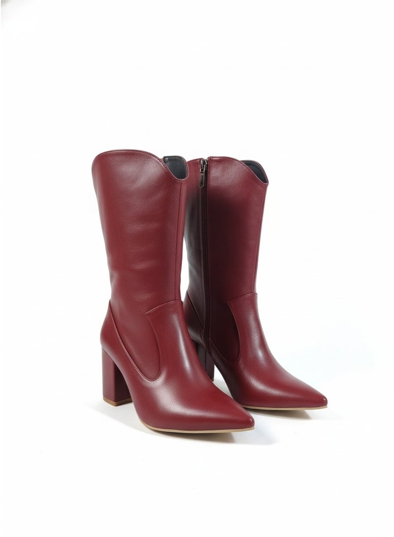 فيبراندا بوت أنيق بتصميم عصري بكعب عريض ومقدمة مدببة B-52 - Image 1